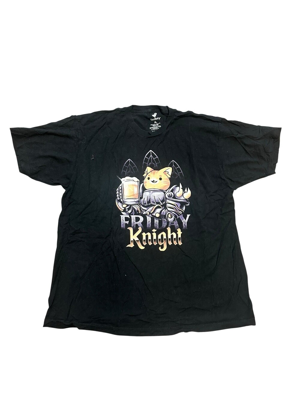 TeeFury Friday Knight Cute Cat T Shirt Black Size XL